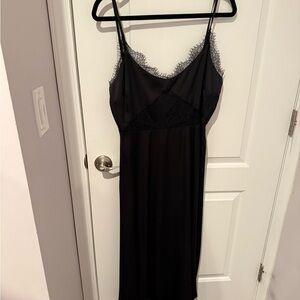 Black Lace-Trim Slip Dress